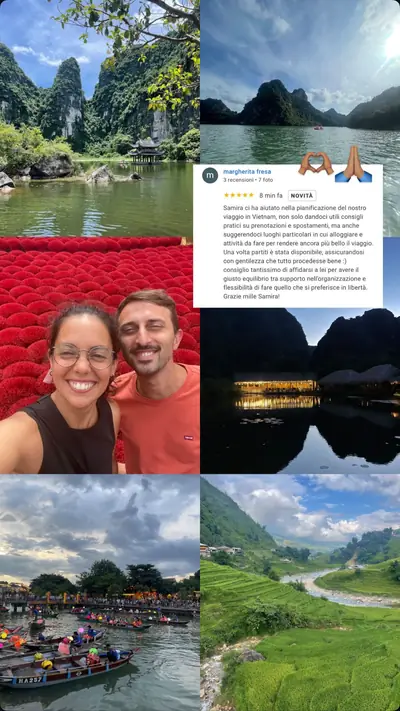 Messaggio di un viaggiatore con le sue foto di viaggio