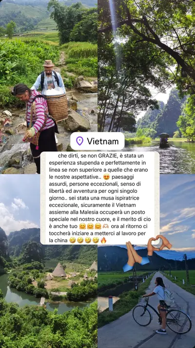 Messaggio di un viaggiatore con le sue foto di viaggio