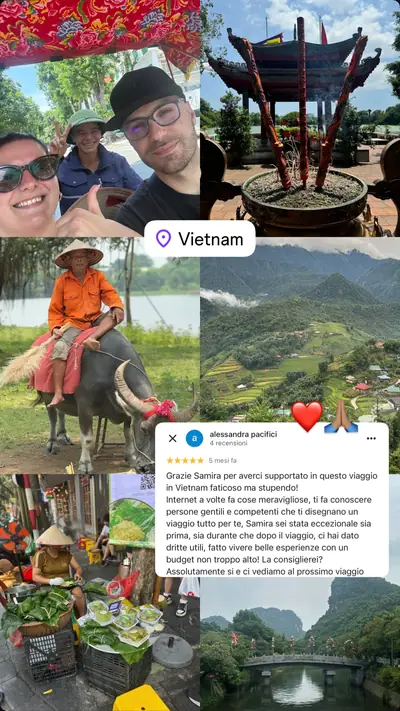 Messaggio di un viaggiatore con le sue foto di viaggio
