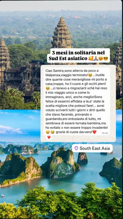 Messaggio di un viaggiatore con le sue foto di viaggio