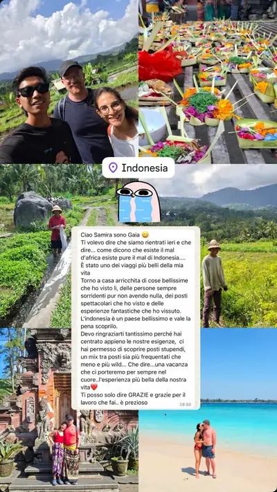 Messaggio di un viaggiatore con le sue foto di viaggio