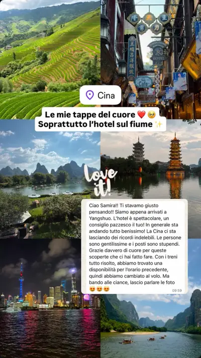 Messaggio di un viaggiatore con le sue foto di viaggio