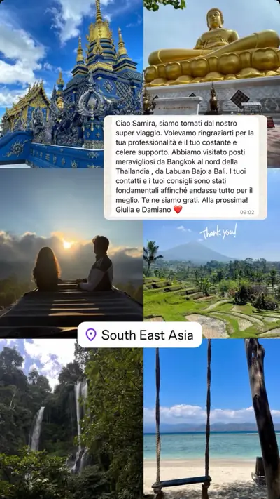 Messaggio di un viaggiatore con le sue foto di viaggio