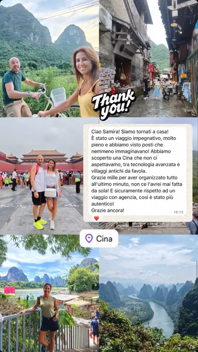 Messaggio di un viaggiatore con le sue foto di viaggio