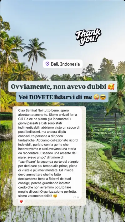 Messaggio di un viaggiatore con le sue foto di viaggio