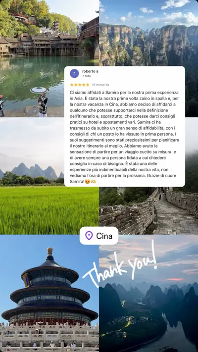 Messaggio di un viaggiatore con le sue foto di viaggio